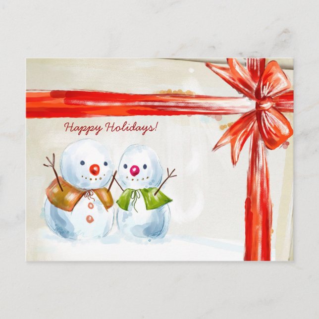 Chirstmas Snowmen Holiday Postcard (Front)