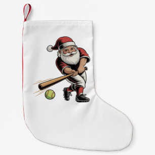 Chirstmas Softball Playing Santa Claus Sport  Small Christmas Stocking