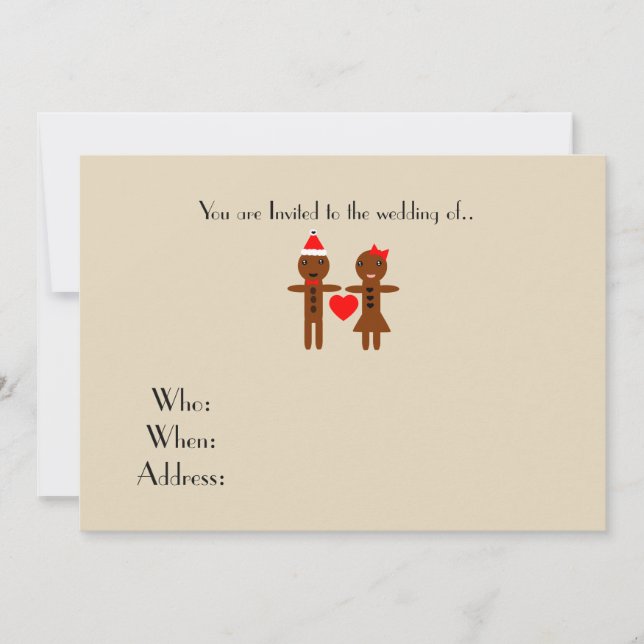 chirstmas wedding Gingerbread Man and Woman Invitation (Front)