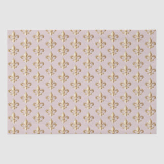 Chiseled Gold Gradient Heraldic Fleur de lis Blush Tissue Paper