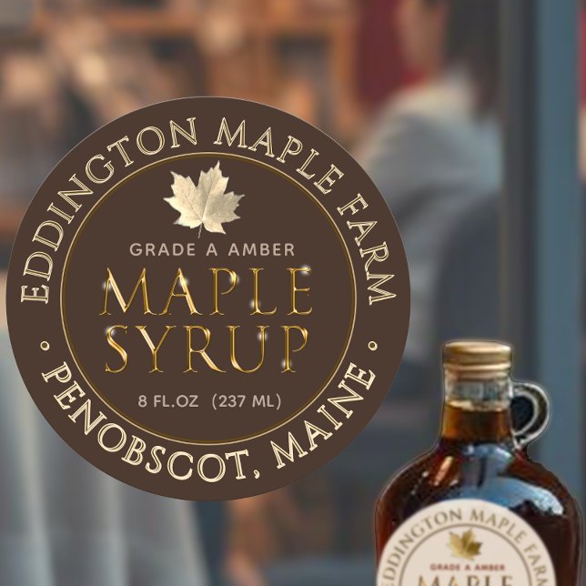 Chiseled Gold Maple Syrup Label with Gold Leaf (Creator Uploaded)