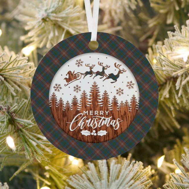 Chisholm Hunting Ancient  Tartan Christmas Metal Tree Decoration (Insitu)