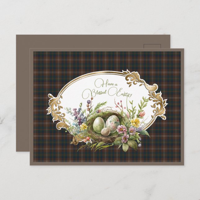 Chisholm Hunting Modern Scottish Tartan Easter  Holiday Postcard (Front/Back)