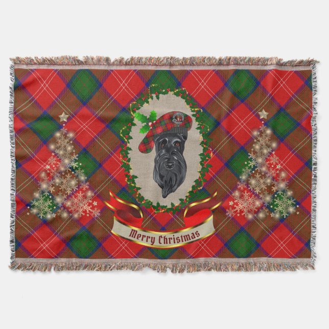 Chisholm Scottie Dog Christmas Throw Blanket (Front)