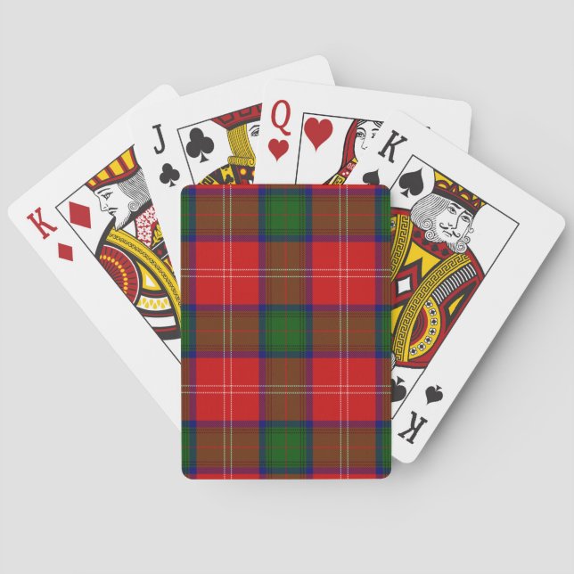 Chisholm tartan red green plaid playing cards (Back)