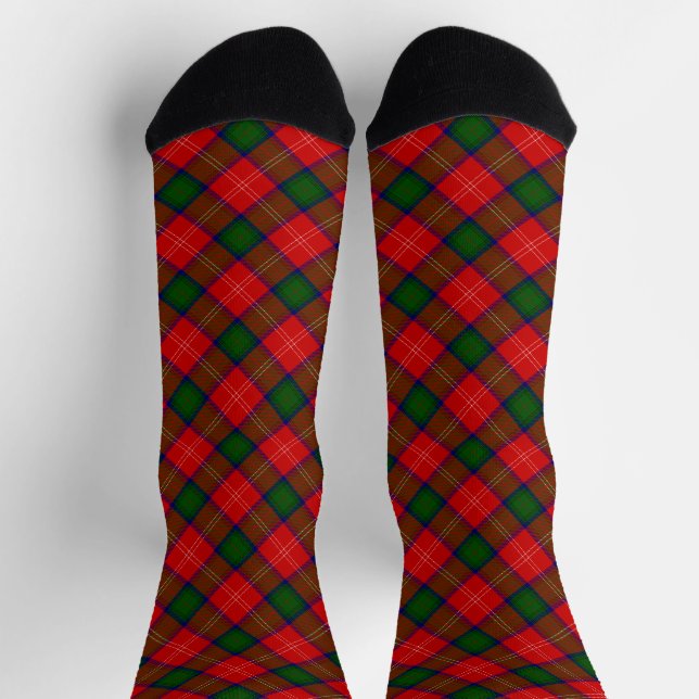 Chisholm tartan red green plaid socks (Top)