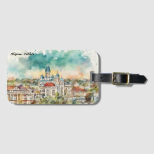Chisinau Moldova Watercolor Painting City View Luggage Tag