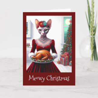 Chistmas Card | Sphynx Cat Lady Xmas Turkey