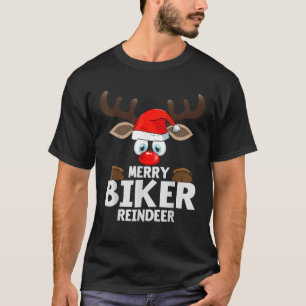 Chistmas Matching Merry Biker Reindeer Pajama  T-Shirt