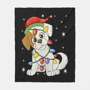Chistmas Season Santa Jack Russell Terrier Fleece Blanket