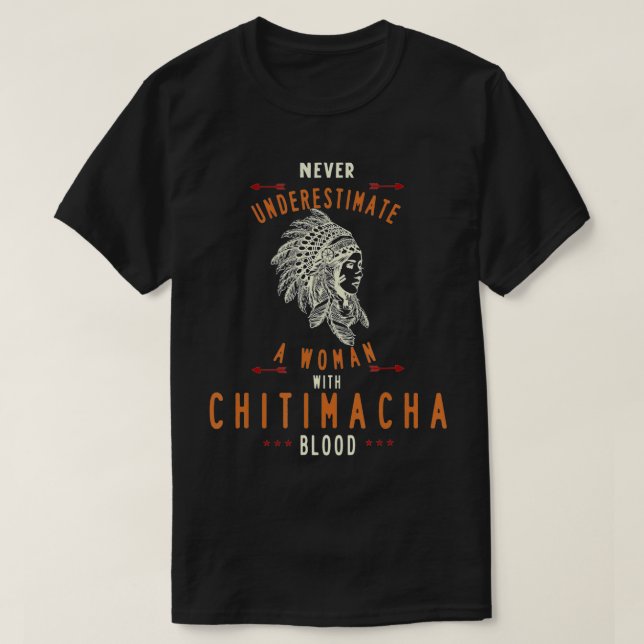Chitimacha Native American Indian Woman No Underes T-Shirt (Design Front)