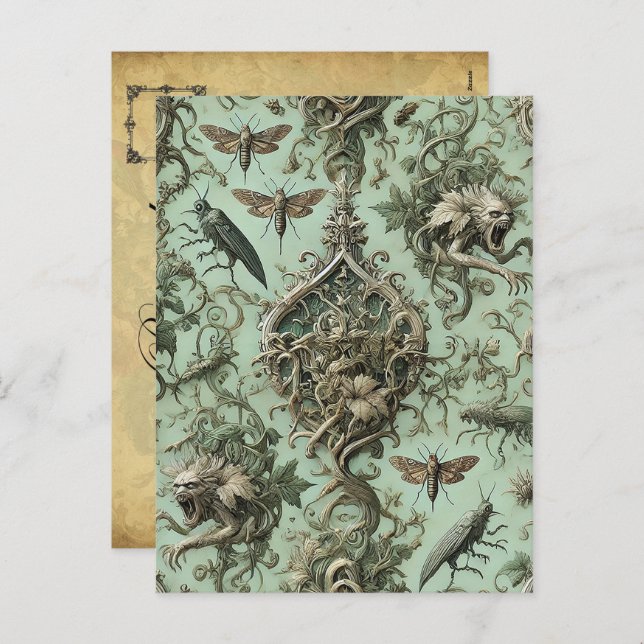 Chitinous Elegy – Gothic Insect  Holiday Postcard (Front/Back)