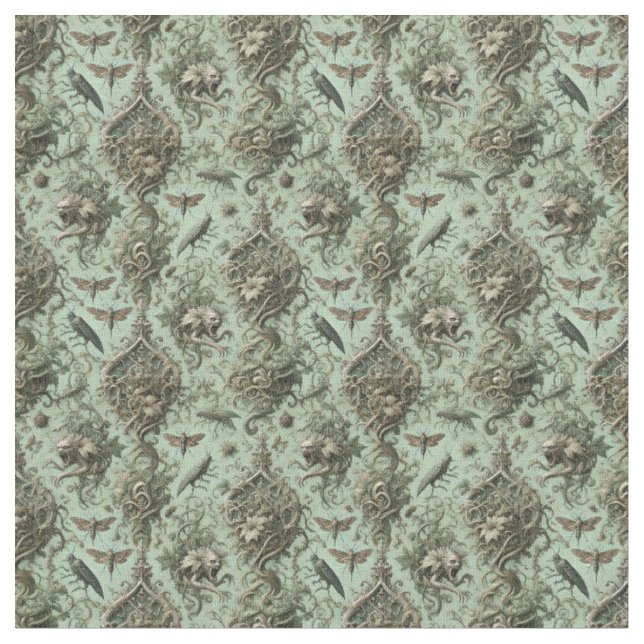 Chitinous Elegy – Gothic Victorian Dense Tile Fabric (Close Up)