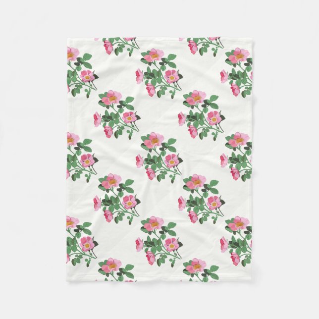 Chitzy Pink Wild Rose Fleece Blanket (Front)