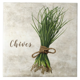 Chives Rustic Herbs Spices Faux Ceramic Tile