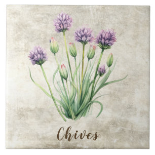 Chives Rustic Herbs Spices Faux Ceramic Tile