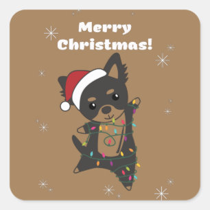 Chiwawa Christmas Dog Winter Animals Dogs Square S Sticker