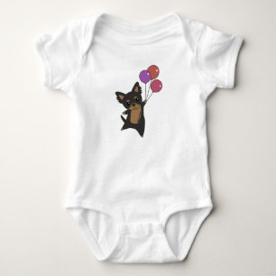 Chiwawa Dog Flies Up With Balloons Baby Bodysuit