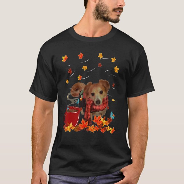 Chiweenie  Fall  Chocolate  Hot   Dog Autumn T-Shirt (Front)