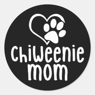 Chiweenie Mum Puppy Heart Paw Love Classic Round Sticker