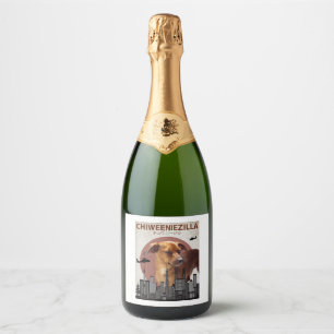 Chiweeniezilla Funny Chiweenie T-Shirt Dog Lovers Sparkling Wine Label