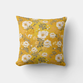 Chiyogami floral pattern in yellow cushion