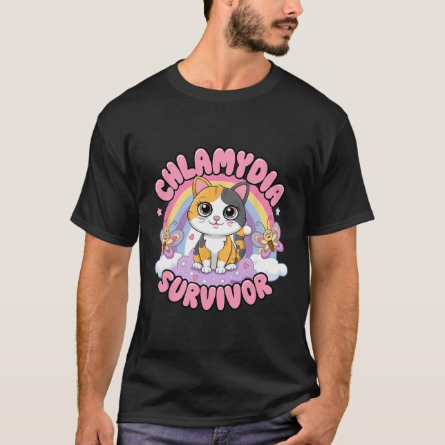 Chlamydia Survivor Cat Meme Funny Shirts For Men A (Front)