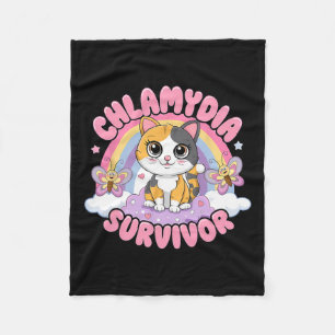 Chlamydia Survivor Cat Meme Funny Shirts For Men A Fleece Blanket