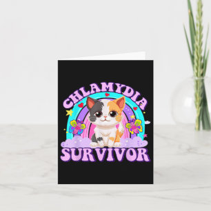 Chlamydia Survivor Cat Rainbow Card