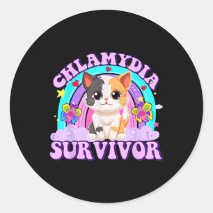 Chlamydia Survivor Cat Rainbow Classic Round Sticker