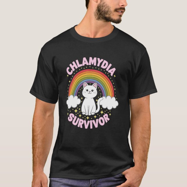 Chlamydia Survivor - Cat Rainbow Kitten Chlamydia T-Shirt (Front)