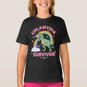 Chlamydia Survivor Dinosaur Rainbow Adult Health H T-Shirt
