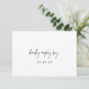 Chloe Black White Elegant Wedding RSVP Card