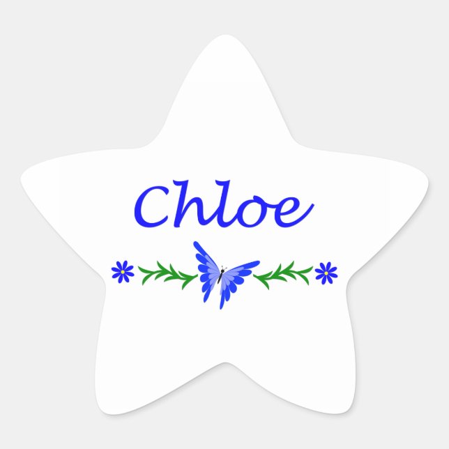 Chloe (Blue Butterfly) Star Sticker (Front)