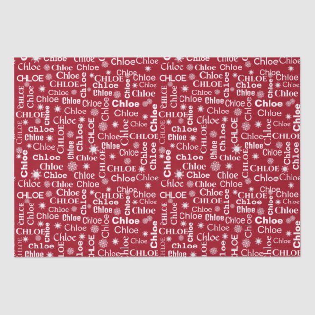 CHLOE Custom Name With Snowflakes  Tissue Paper (Front)