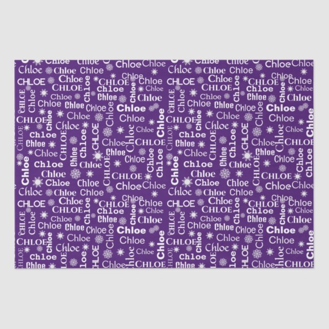 CHLOE Custom Name With Snowflakes  Tissue Paper (Front)