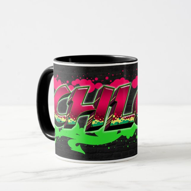 Chloe First name name Graffiti red green Tasse Mug (Front Left)
