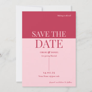 CHLOE Modern Bold Pink Save The Date Invitation