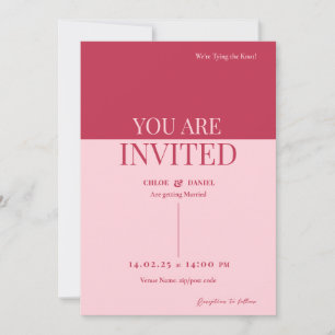 CHLOE Modern Bold Pink Wedding Invitation Card