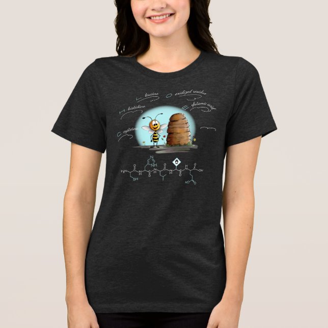 CHLOE peptide, Bee-3 w/ custom text, dark  Tri-Blend Shirt (Front)