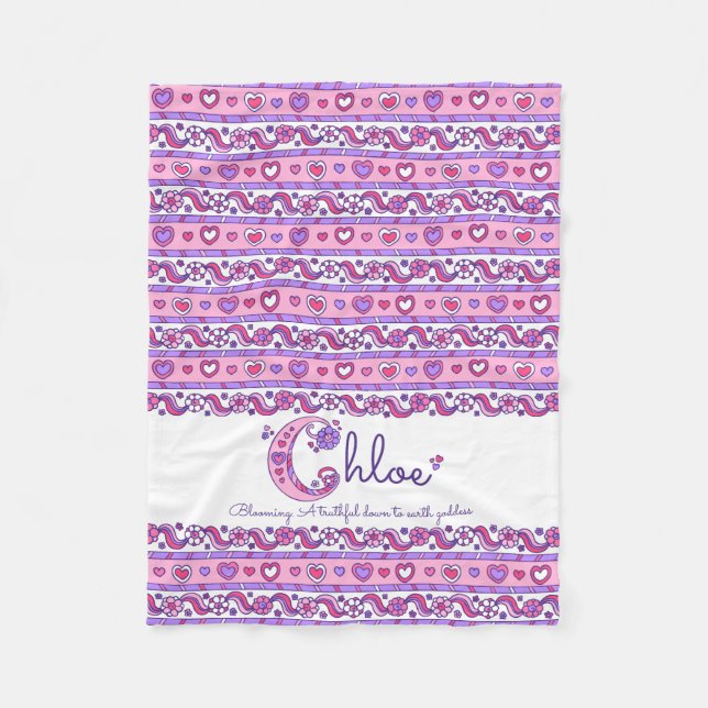 Chloe personalised C name meaning kids blanket (Front)