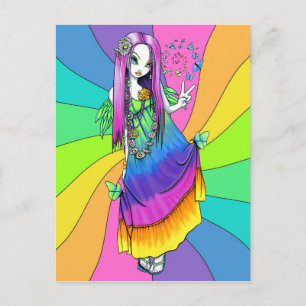 "Chloe" Rainbow Peace Hippie Fairy Postcard