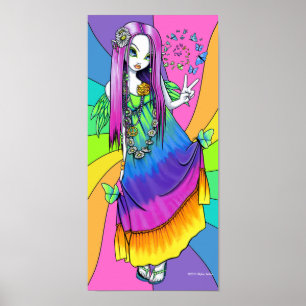 "Chloe" Rainbow Peace Hippie Fairy Poster