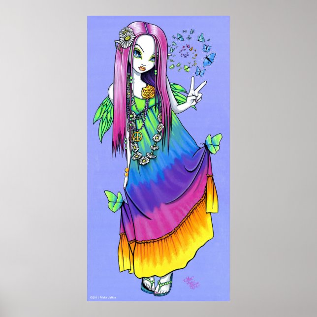 "Chloe" Rainbow Peace Hippie Fairy Poster (Front)