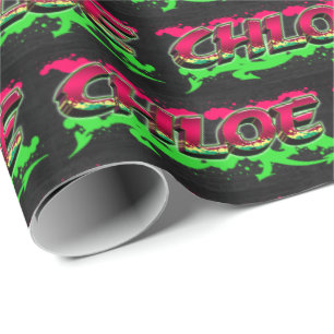 Chloe Vorname Name Graffiti red green Wrapping Paper