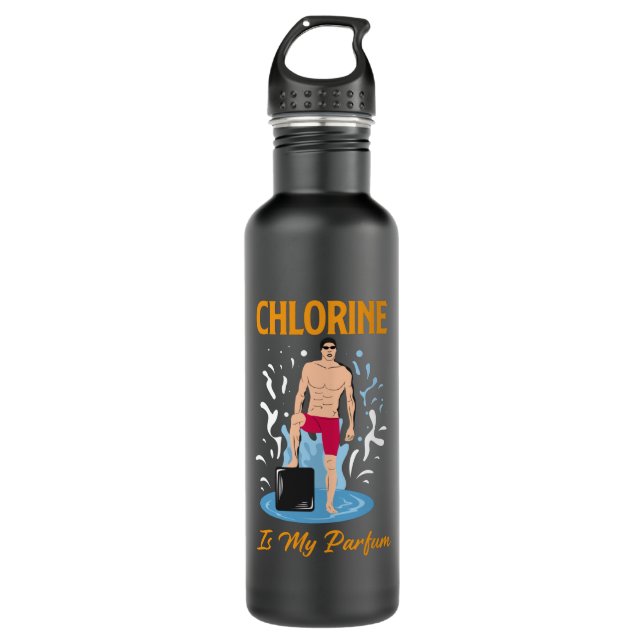 Chlorine Is My Partum - Swimmer Design 710 Ml Water Bottle (Front)