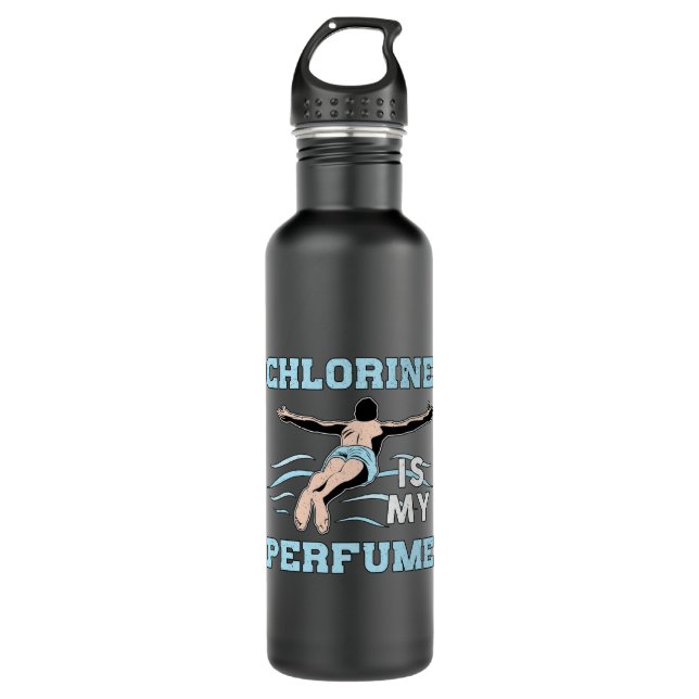 Chlorine Is My Perfume Swimming Swimmer Swim Pool 710 Ml Water Bottle (Front)