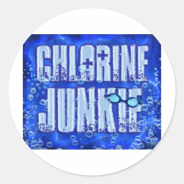 chlorine junkies classic round sticker (Front)