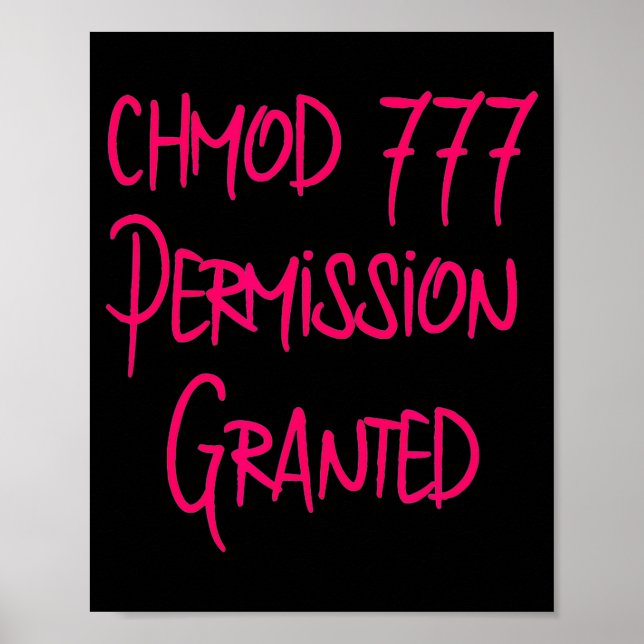 Chmod 777 Permission Funny Computer Code Programmi Poster (Front)