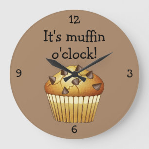 Choc Chip Muffin on Pale Coffee (customisable) Lar Large Clock